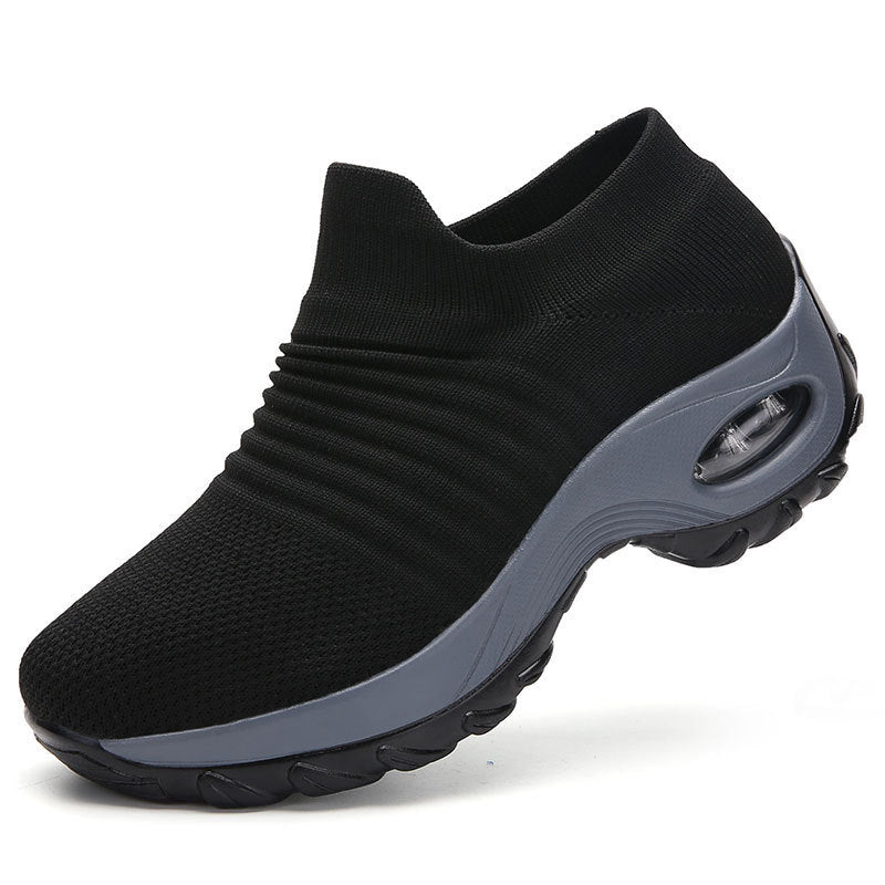 Damen gestrickter Sock-Sneaker mit sichtbarer Luftkammer und gedämpfter Plateausohle Drune