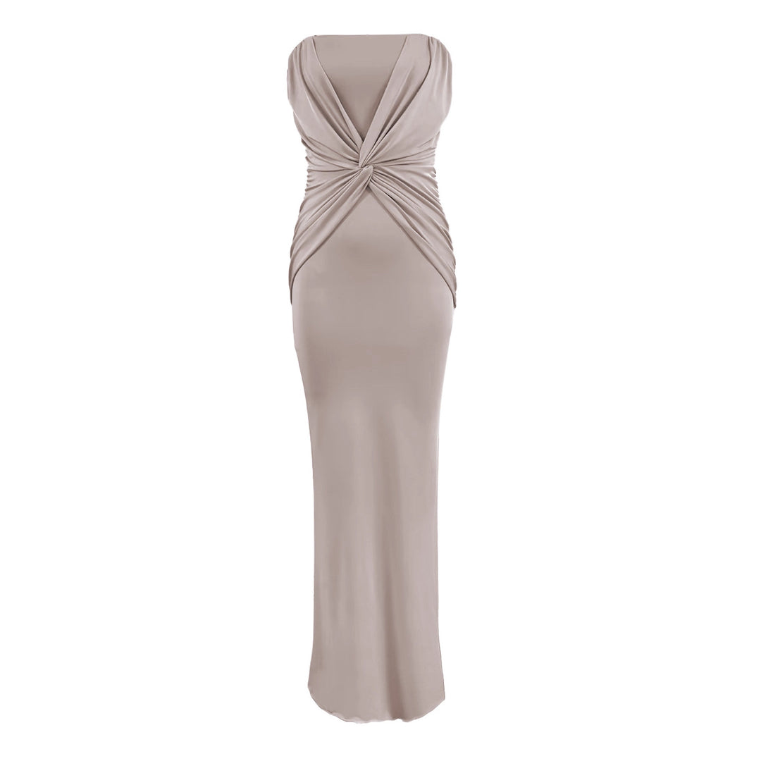 Damen Elegantes Minimalistisches Abendkleid mit Raffungen Drune