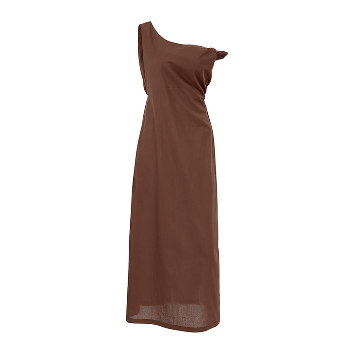 Damen Maxikleid mit asymmetrischem Schnitt und elegantem One-Shoulder-Design Drune