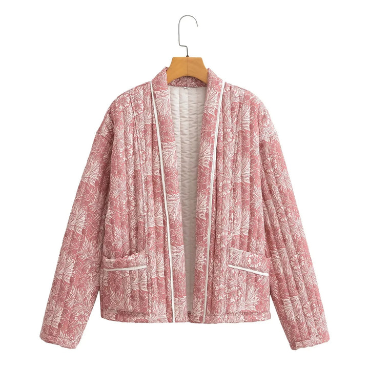 Damen Modische gesteppt Jacke mit floralem Muster Drune