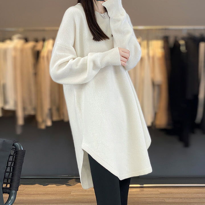 Damen Oversized Strickpullover mit asymmetrischem Saum Drune