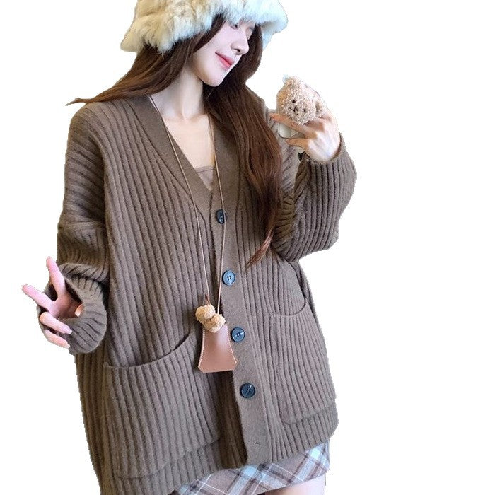 Damen Grobstrickjacke mit komfortablem Schnitt und praktischen Taschen Drune