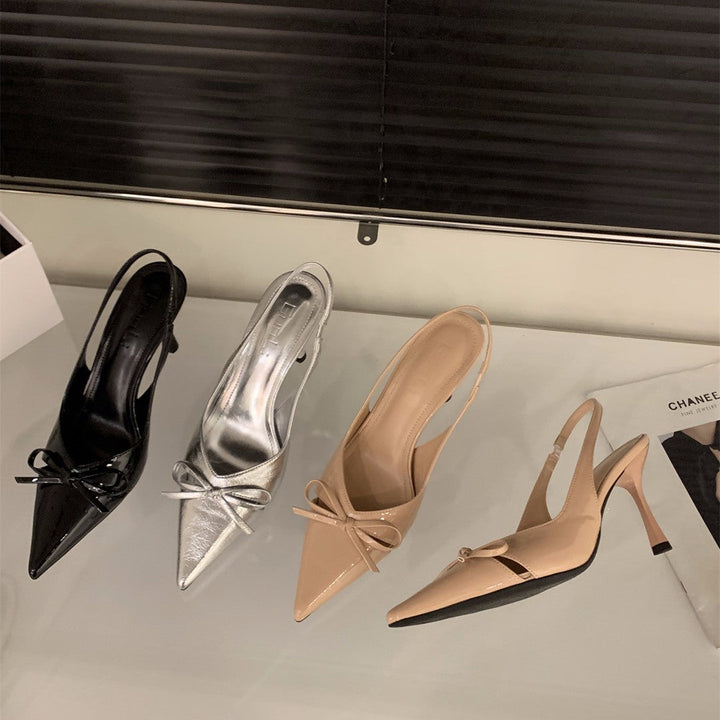 Damen elegante Slingback-Pumps mit Schleifenakzent Drune