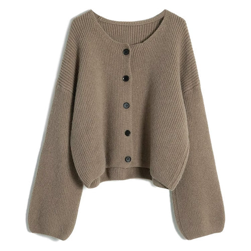 Damen modischer Short Cardigan mit feiner Rippstruktur und Knopfdetaillierung Drune