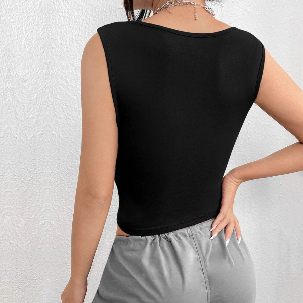 Damen cropped Tanktop mit raffinierter Raffung und quadratischem Ausschnitt Drune