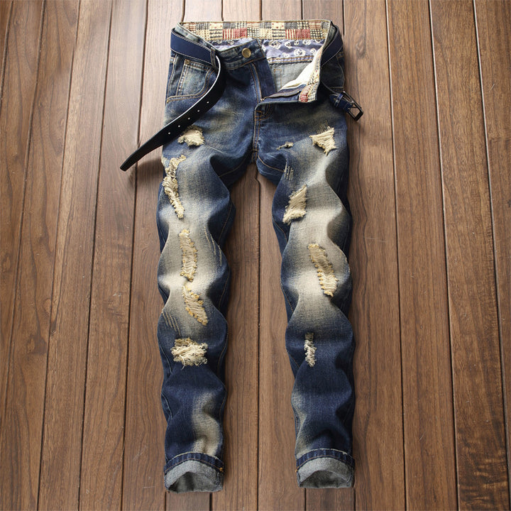 Herren Destroyed Jeans Drune