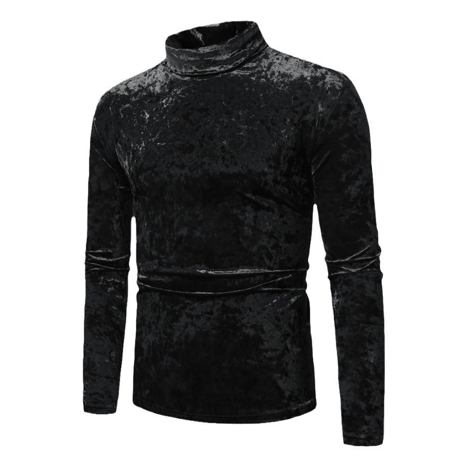 Herren eleganter Rollkragenpullover aus luxuriösem Samtstoff Drune