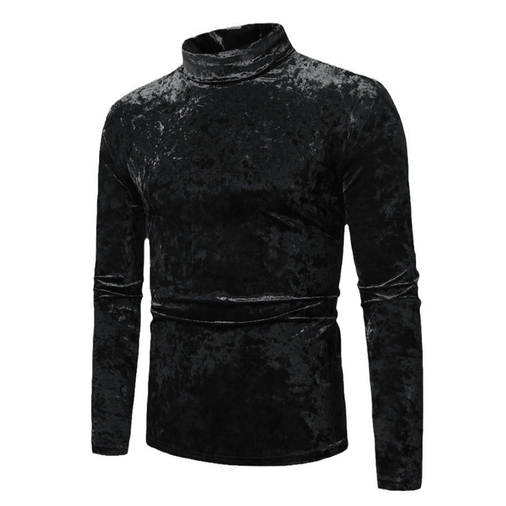 Herren eleganter Rollkragenpullover aus luxuriösem Samtstoff Drune