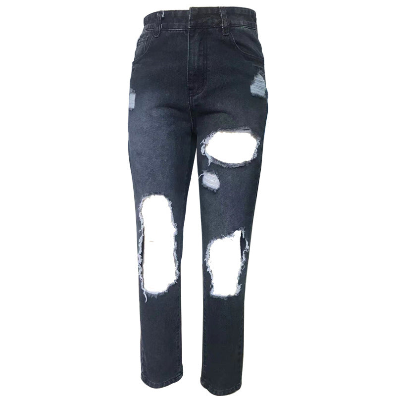 Damen Destroyed Jeans mit hoher Taille und lässigem Schnitt Drune