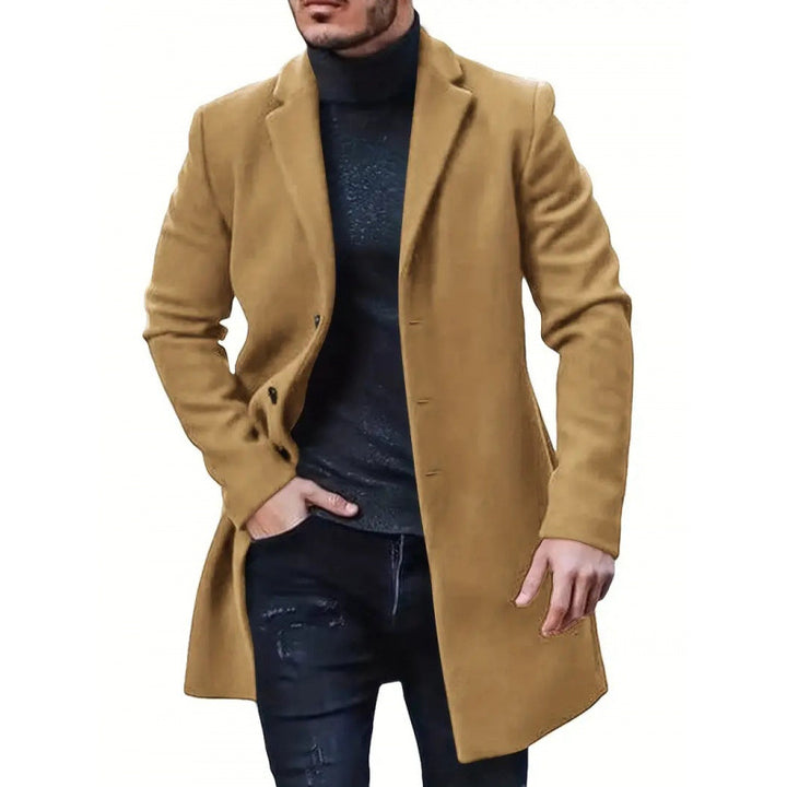 Herren eleganter und klassischer Wollmantel mit schmalem Schnitt Drune