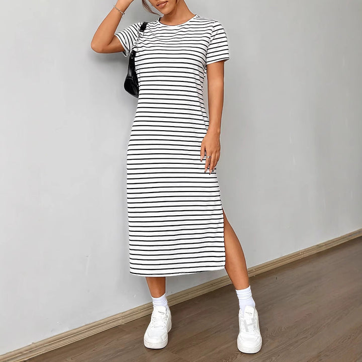 Damen Streifen-Maxikleid aus weichem Jersey Drune