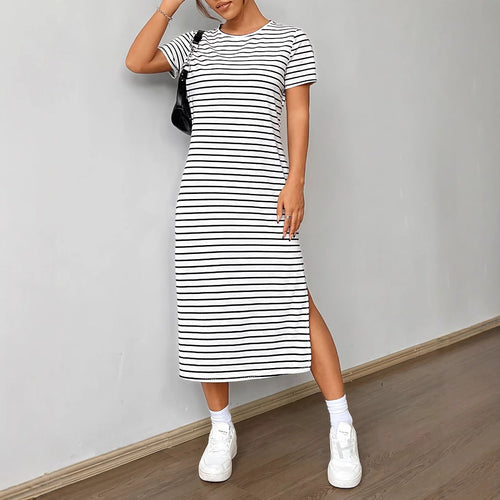 Damen Streifen-Maxikleid aus weichem Jersey Drune