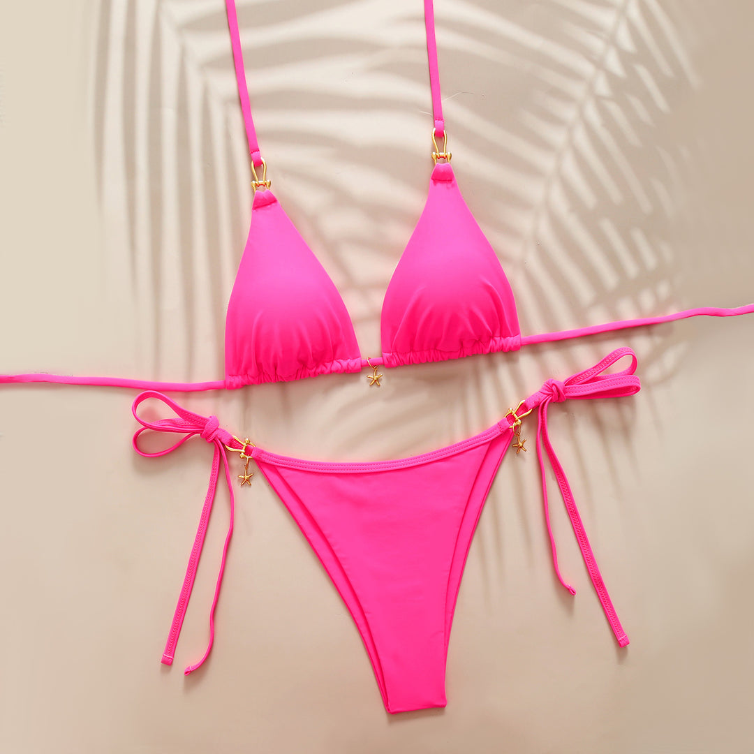 Damen Triangel-Bikini mit elegantem Knoten-Detail und modischen Akzenten Drune