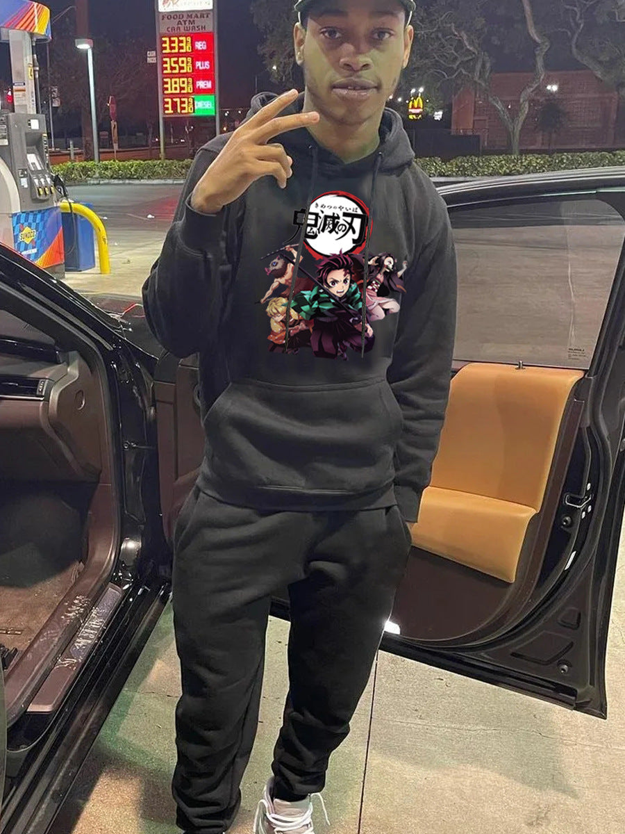 Damen Kapuzenpullover und Jogginghose Set mit einzigartigem Anime-Motiv Drune