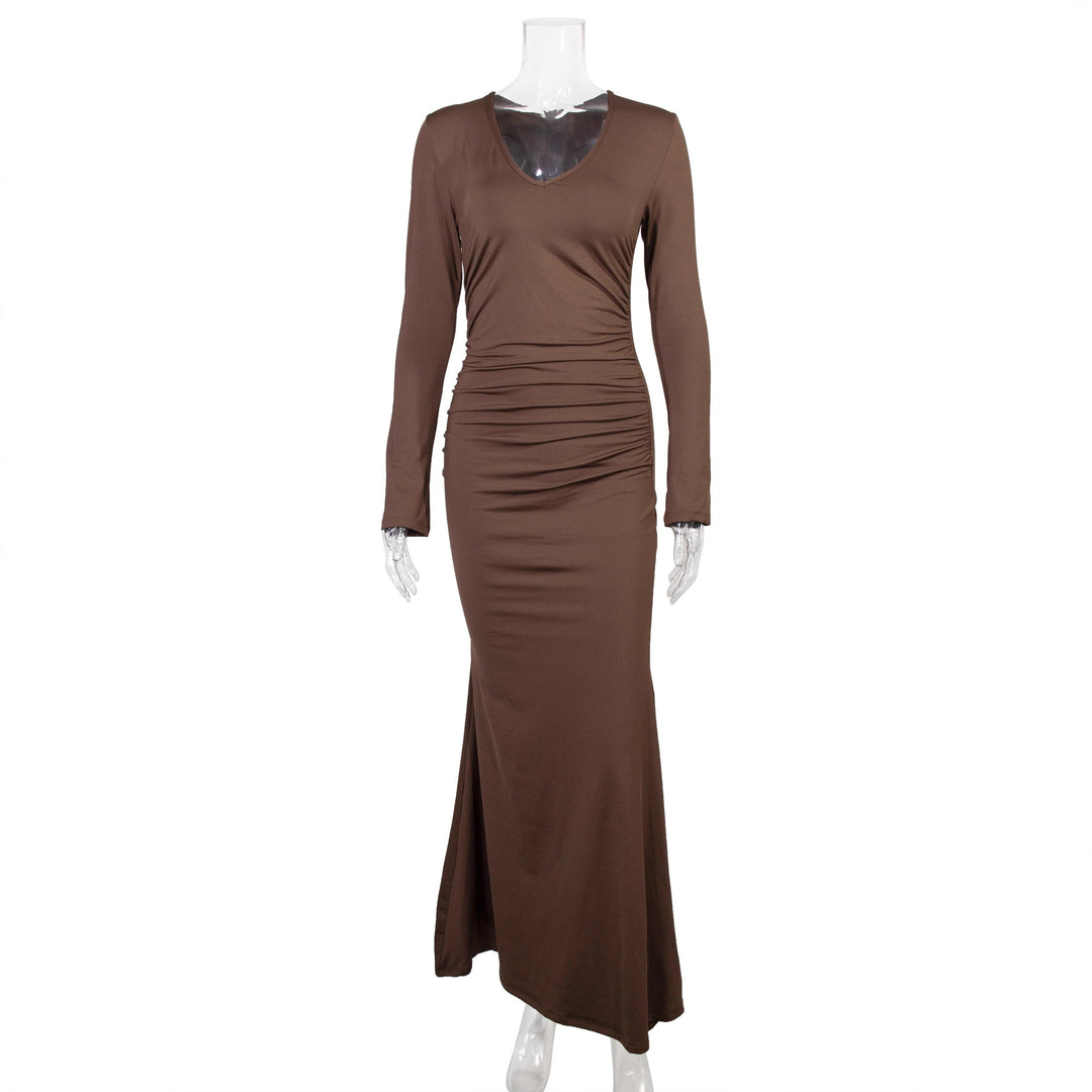 Damen elegantes Midi-Kleid aus hochwertigem Velours Drune