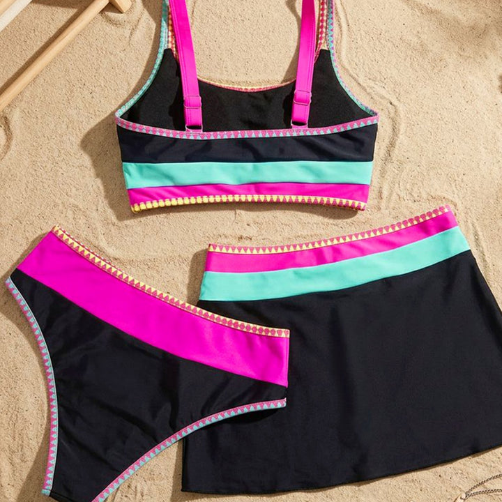 Damen Bikinikleid mit modischem Cut-Out und farbigen Akzenten Drune