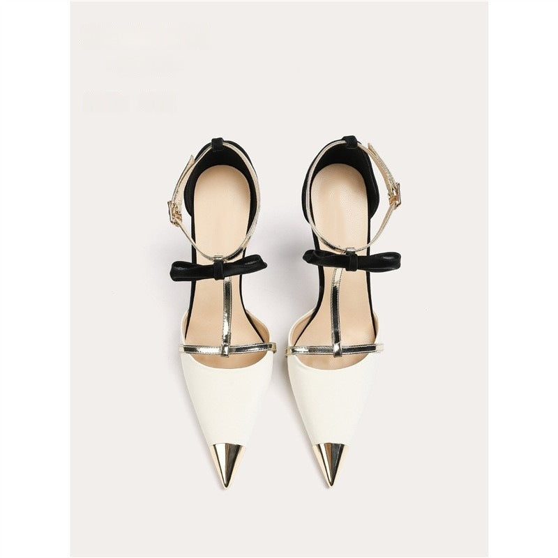 Damen elegante High Heel Schuhe mit modischem Riemendesign und zierlicher Schleifenverzierung Drune