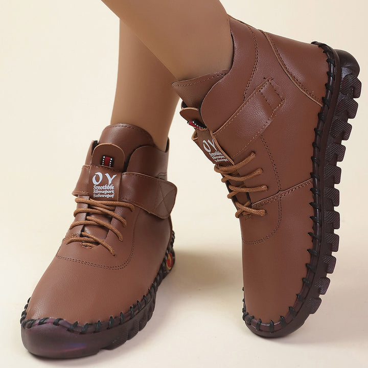 Damen nan knöchelhohe Komfort-Schnürbooties mit Klettverschluss und profilierter Gummilaufsohle Drune