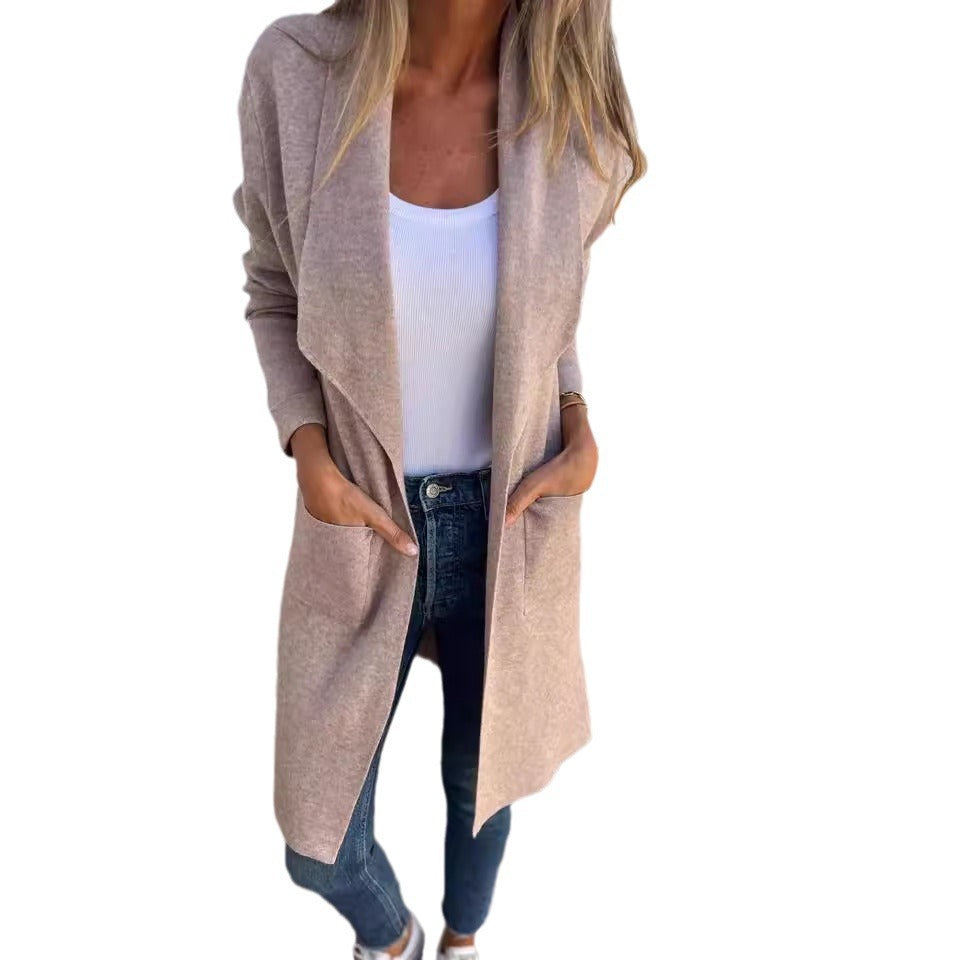 Damen offen fallender Strickmantel mit eleganter Silhouette Drune