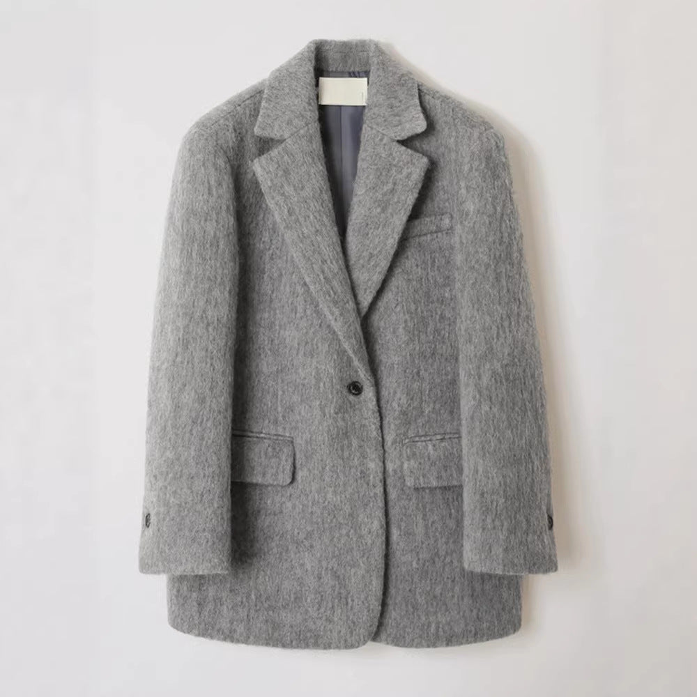 Damen Eleganter und kuscheliger Wollblazer mit modernem Schnitt Drune