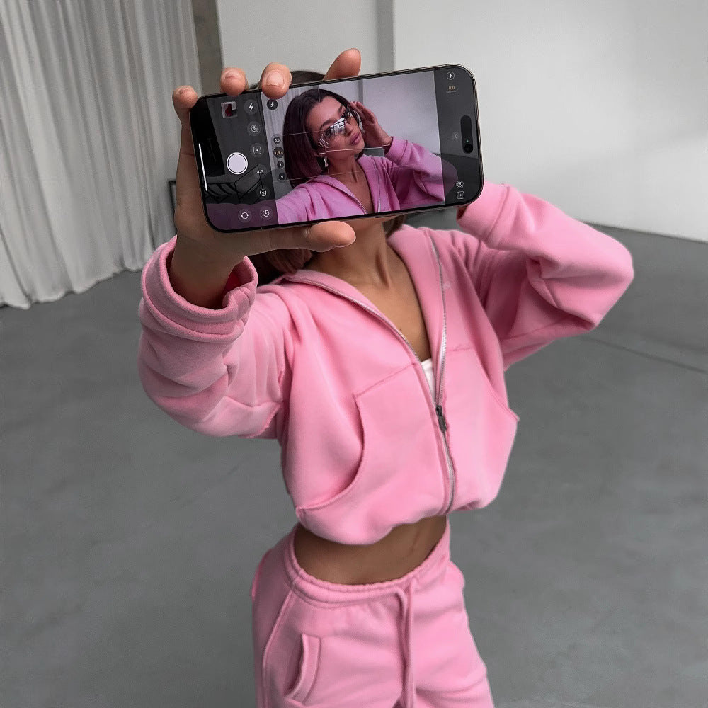 Damen Oversized Kapuzenpullover und lässige Freizeithose Set Drune