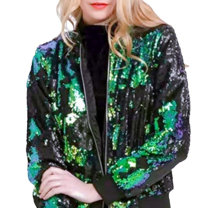 Damen Glamouröse Pailletten-Bomberjacke Drune
