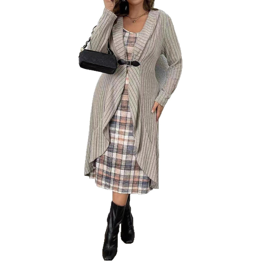 Damen Strickjacke mit asymmetrischem Schnitt und dekorativem Gürtel Drune