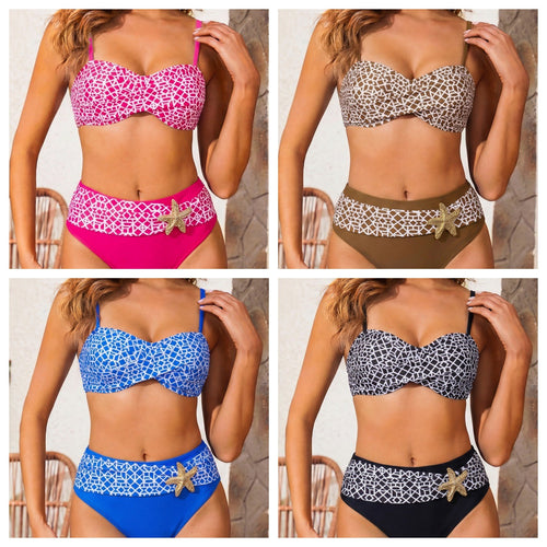 Damen Hochwertiges Bikini-Set mit geometrischem Muster Drune