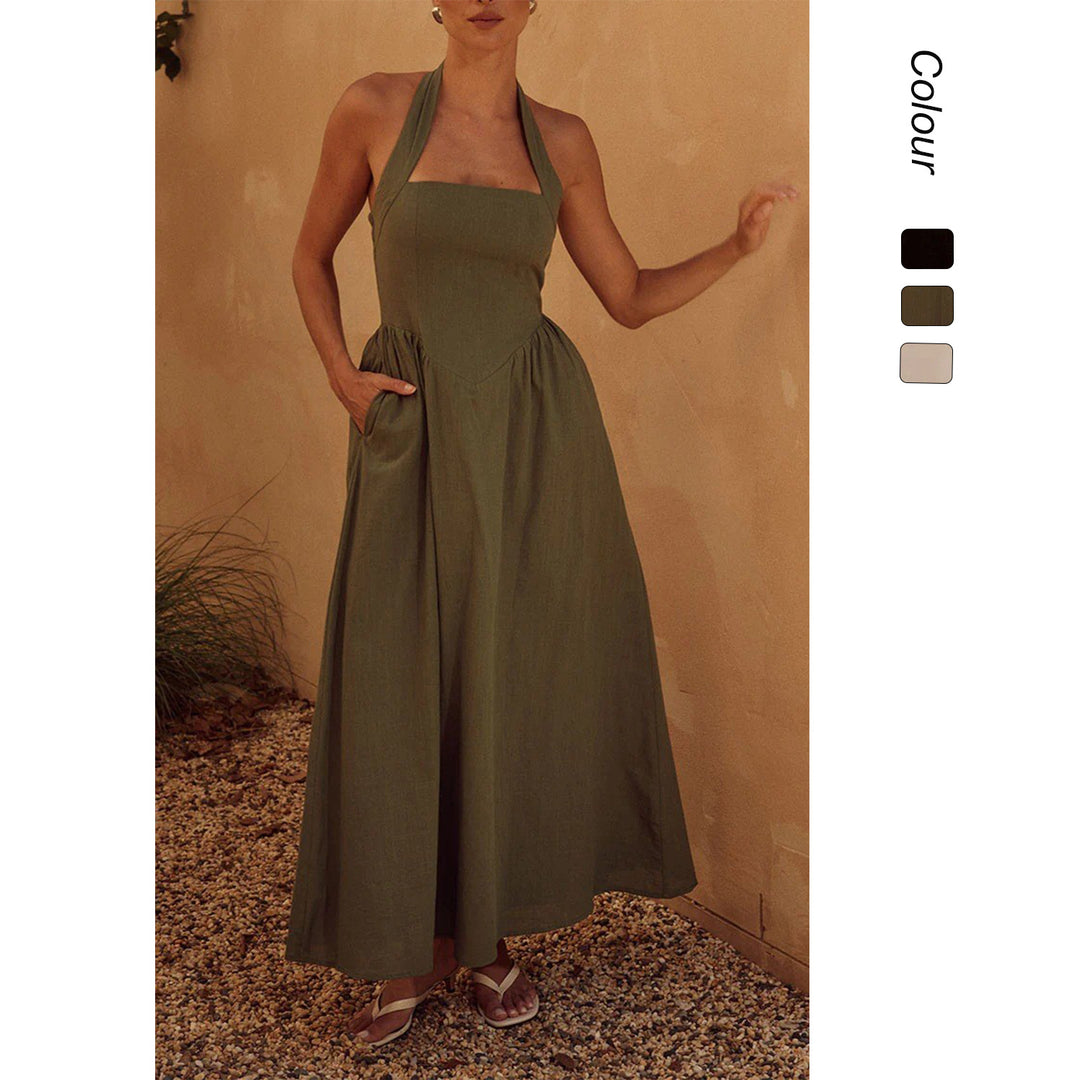 Damen Maxikleid mit tiefem Rückenausschnitt und eleganter Passform Drune