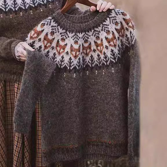 Damen nan Norwegerpullover aus Wollmix mit Rundhalsausschnitt und traditionellem Fair-Isle-Yoke Drune