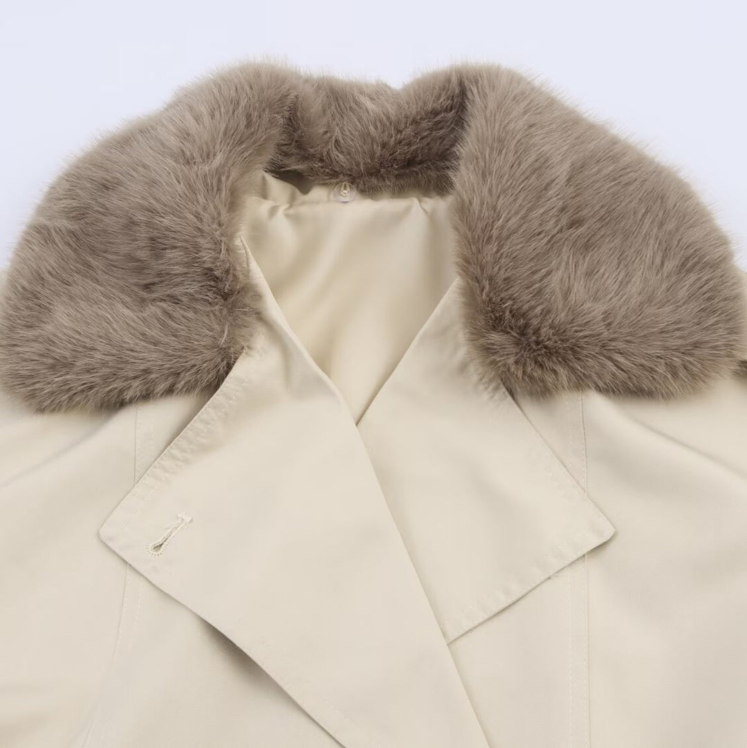 Damen Übergangsjacke mit luxuriösem Kunstfellkragen und praktischen Knöpfen Drune