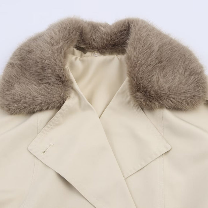 Damen Übergangsjacke mit luxuriösem Kunstfellkragen und praktischen Knöpfen Drune