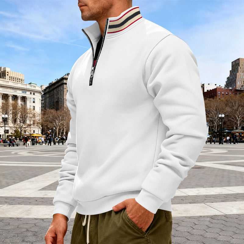 Herren nan Halbzip-Sweatshirt mit sportivem Ringkragen und weichem Fleece-Innenfutter Drune