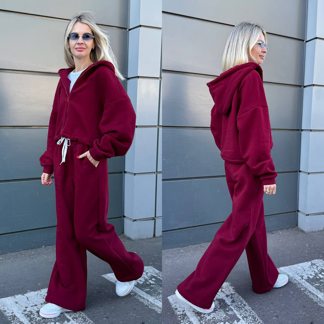 Damen sportliches Lounge-Set mit lässigem Hoodie und weitem Schnitt Drune