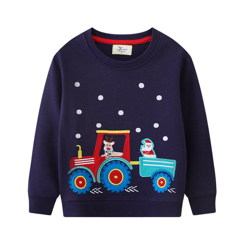 Jungen Sweatshirt mit lustigem Traktor-Design und festlicher Applikation Drune
