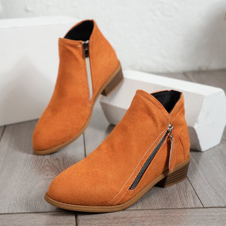 Damen Stiefel mit seitlichem Reißverschluss und elegantem Samtoberfläche Drune