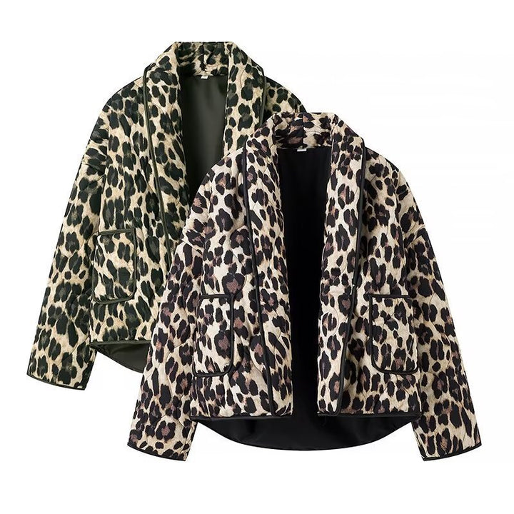 Damen modische Kleidungsjacke mit Tiermuster und Taschen Drune
