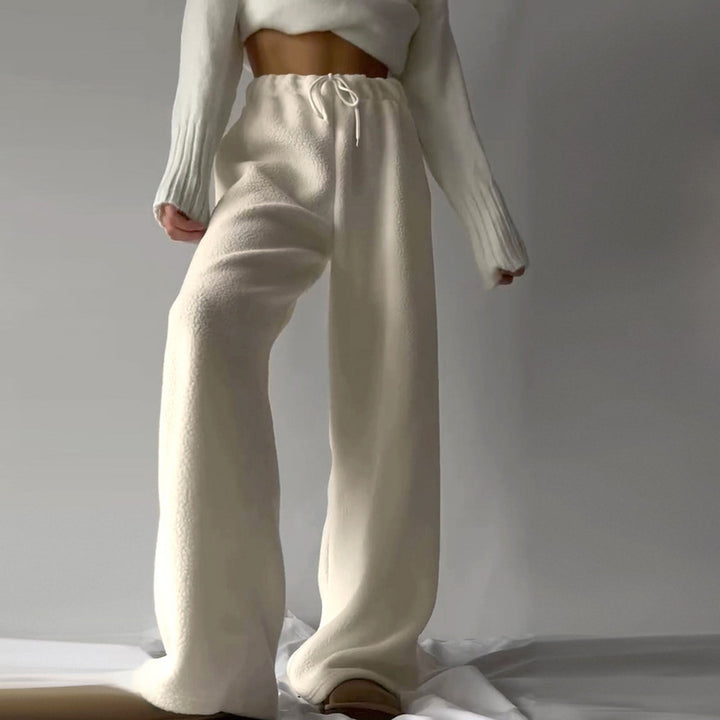 Damen kuschelige Freizeithose mit hohem Bund und seitlichen Taschen Drune