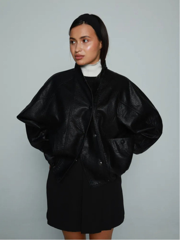 Damen modische und lässige Lederjacke im sportlichen Design Drune