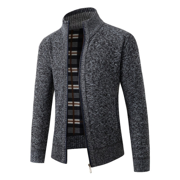 Herren modische Strickjacke mit innovativer Struktur und warmem Futter Drune