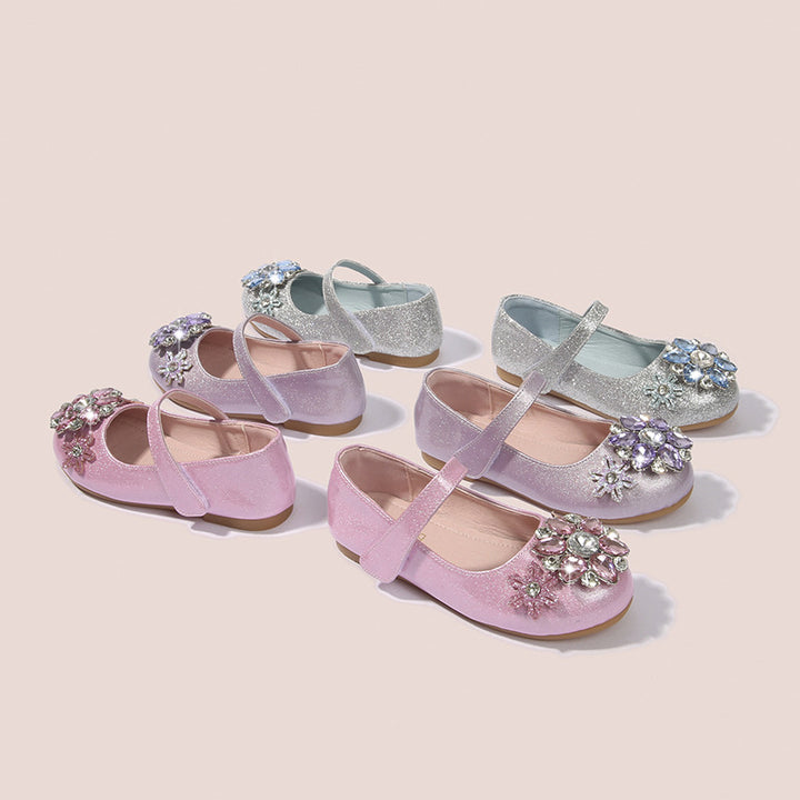 Damen Ballerinas mit glitzernden Blumenapplikationen Drune