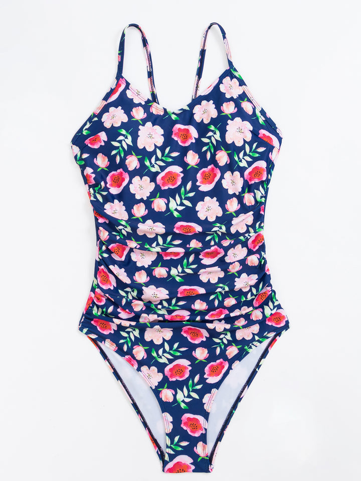 Damen Eleganter Einteiler Badeanzug mit floralem Design Drune