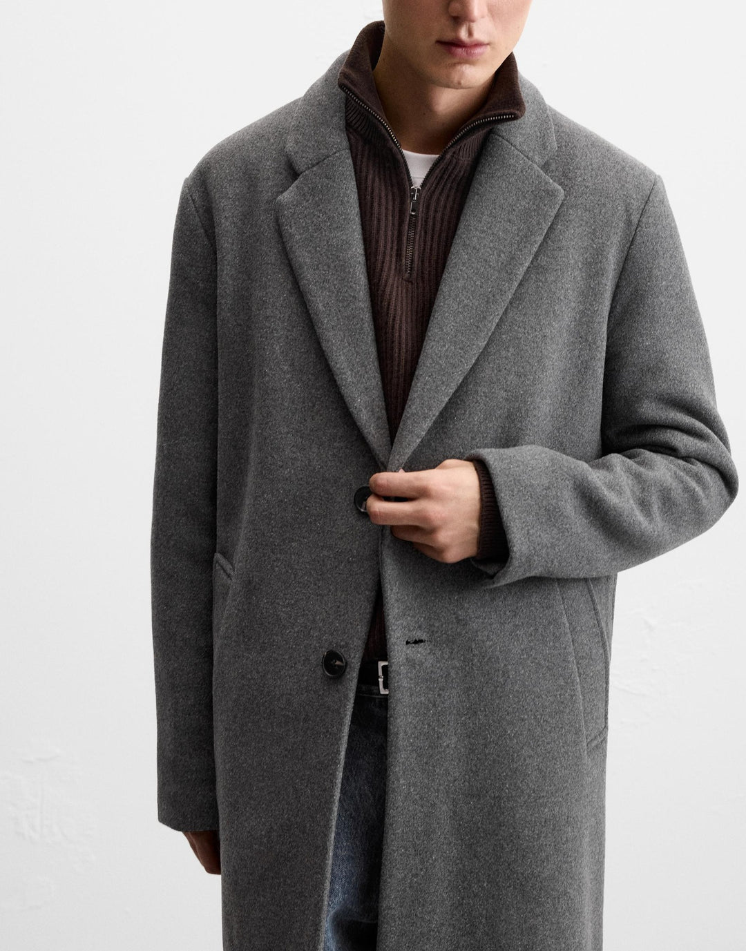 Herren eleganter Wollmantel mit klassischem Schnitt und bequemen Taschen Drune