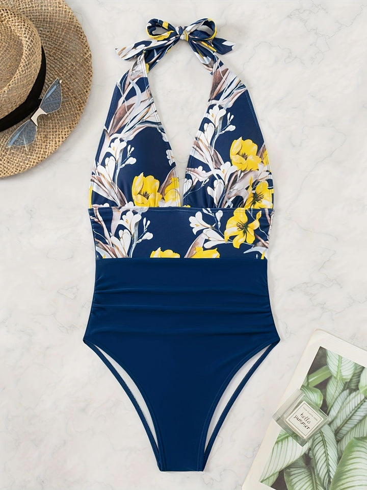 Damen Hochgeschnittener Floral Badeanzug Drune