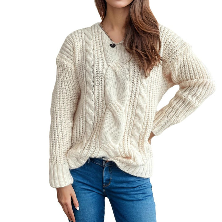 Damen Grobstrickpullover mit Zopfmuster und modernem Schnitt Drune