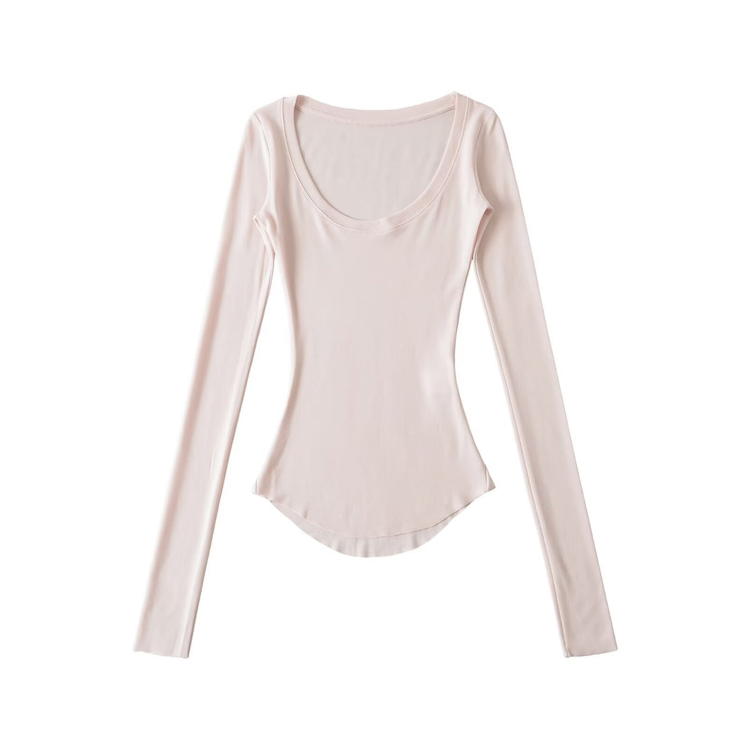 Damen Langarmshirt mit elegantem Rundhalsausschnitt und figurbetonendem Schnitt Drune