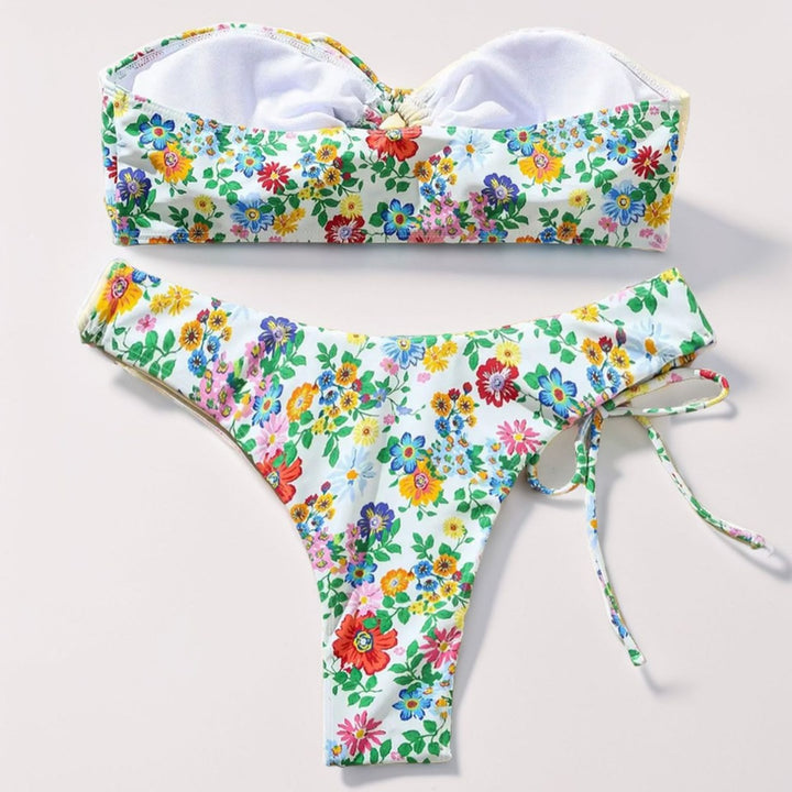 Damen Fröhlicher Blumendruck Bikini Drune