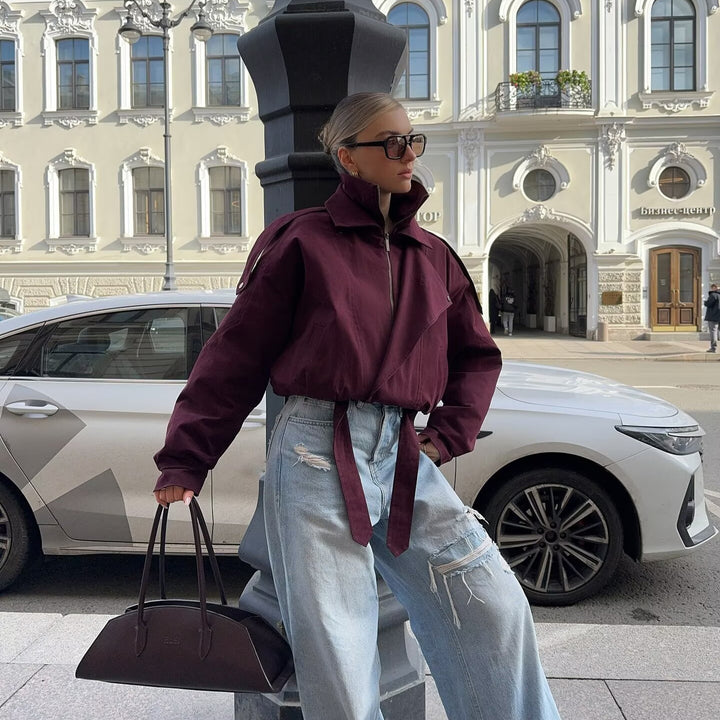 Damen Übergangsjacke mit modischem Stehkragen und praktischen Taschen Drune