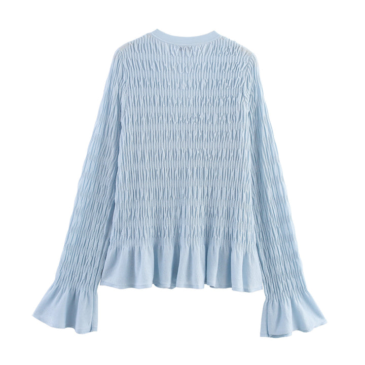 Damen Leichte und elegante Strickjacke mit Rüschensaum Drune