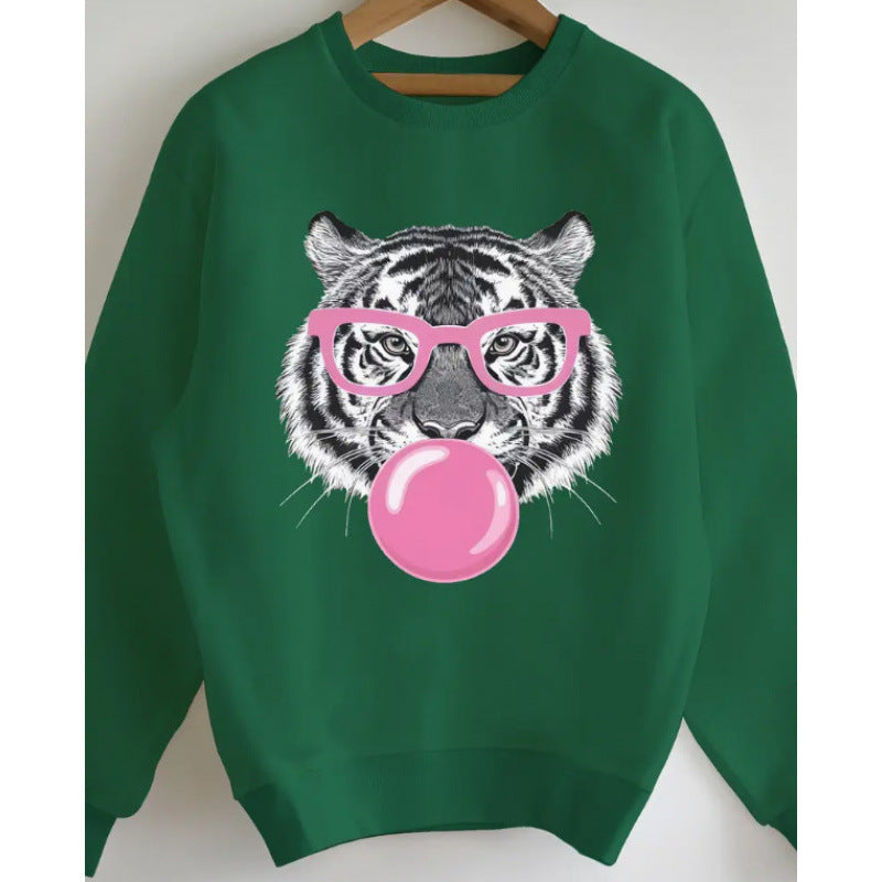 Damen Sweatshirt mit kreativem Tiger-Grafikdesign Drune
